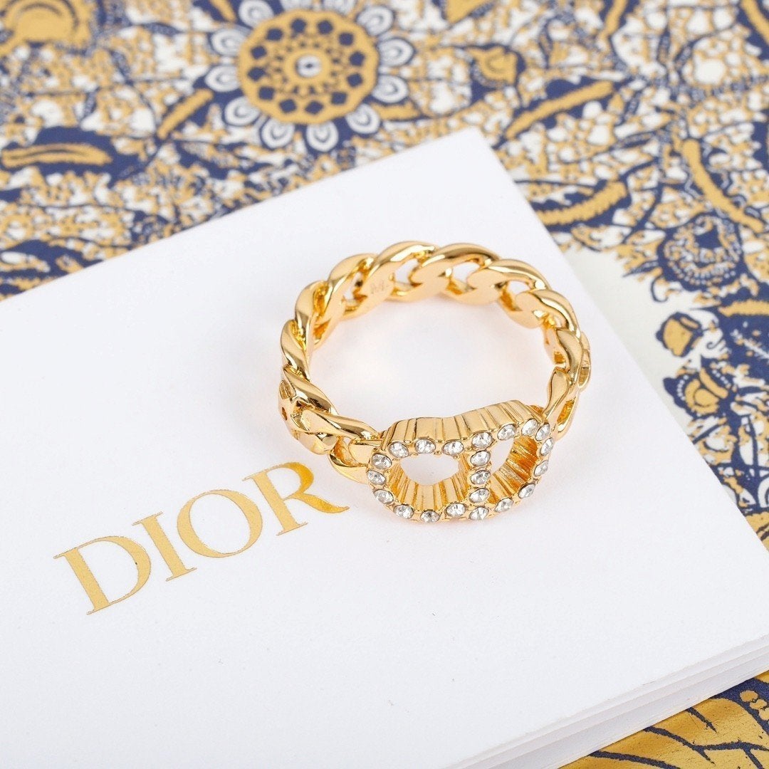 DIOR Luxury Phantom Crystal Metal Ring