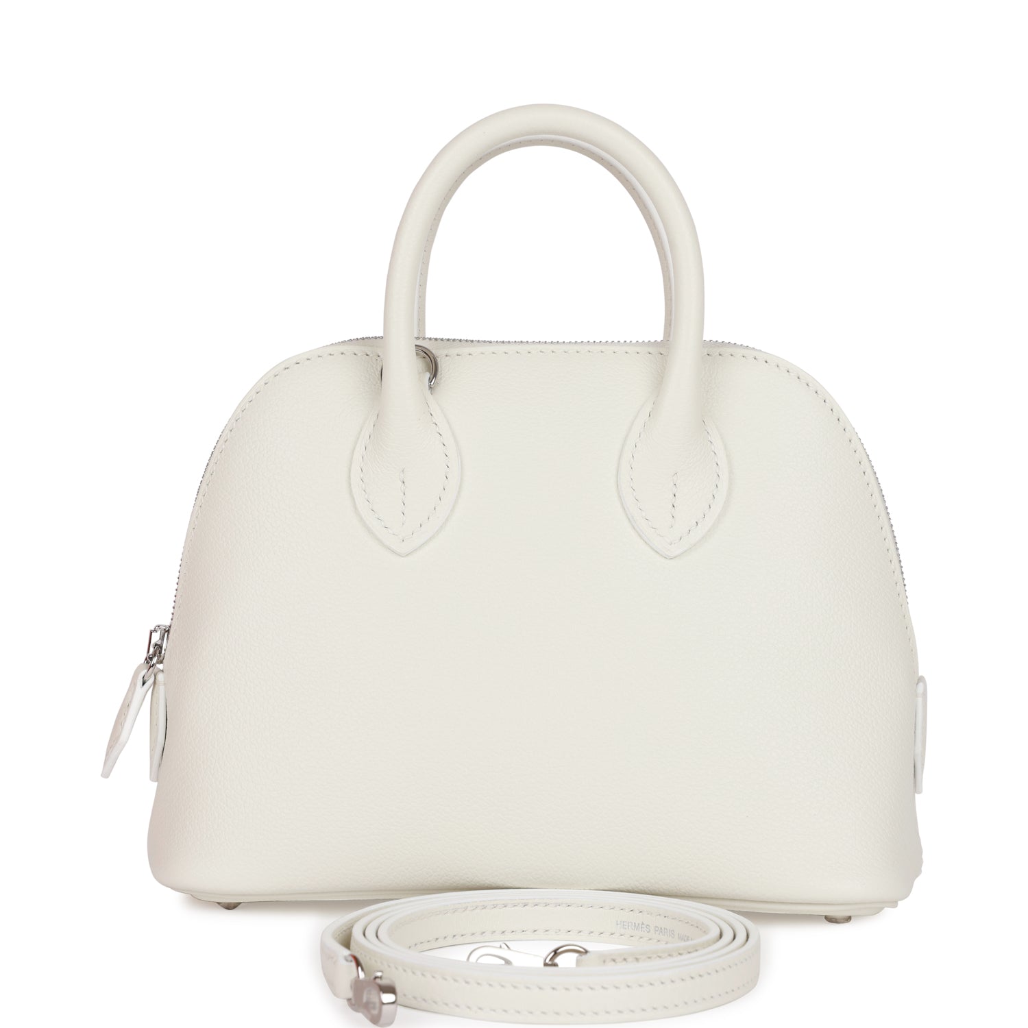 Hermès 1923 Bolide 25 White Evercolor Verso Palladium Hardware