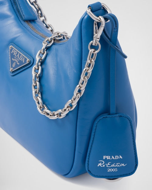 Padded nappa-leather Prada Re-Edition shoulder bag - Light Blue