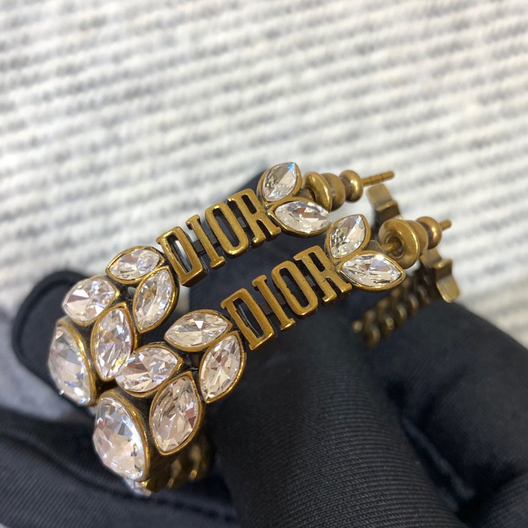 DIOR Vintage Rhinestone Letter Earrings