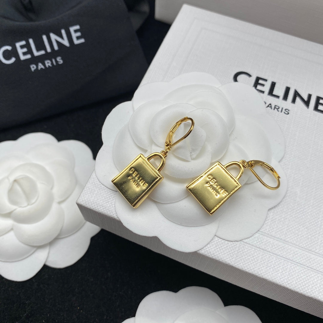 CELINE Gold Necklace and Earrings