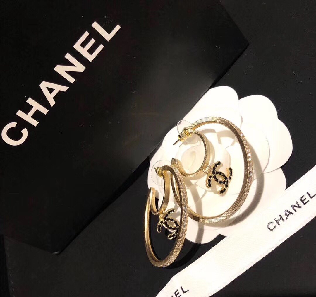 CHANEL Elegant Crystal Large Pendant Earrings