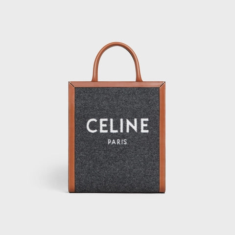 SMALL VERTICAL CABAS CELINE IN TEXTILE WITH CELINE & CALFSKIN GREY / BEIGE