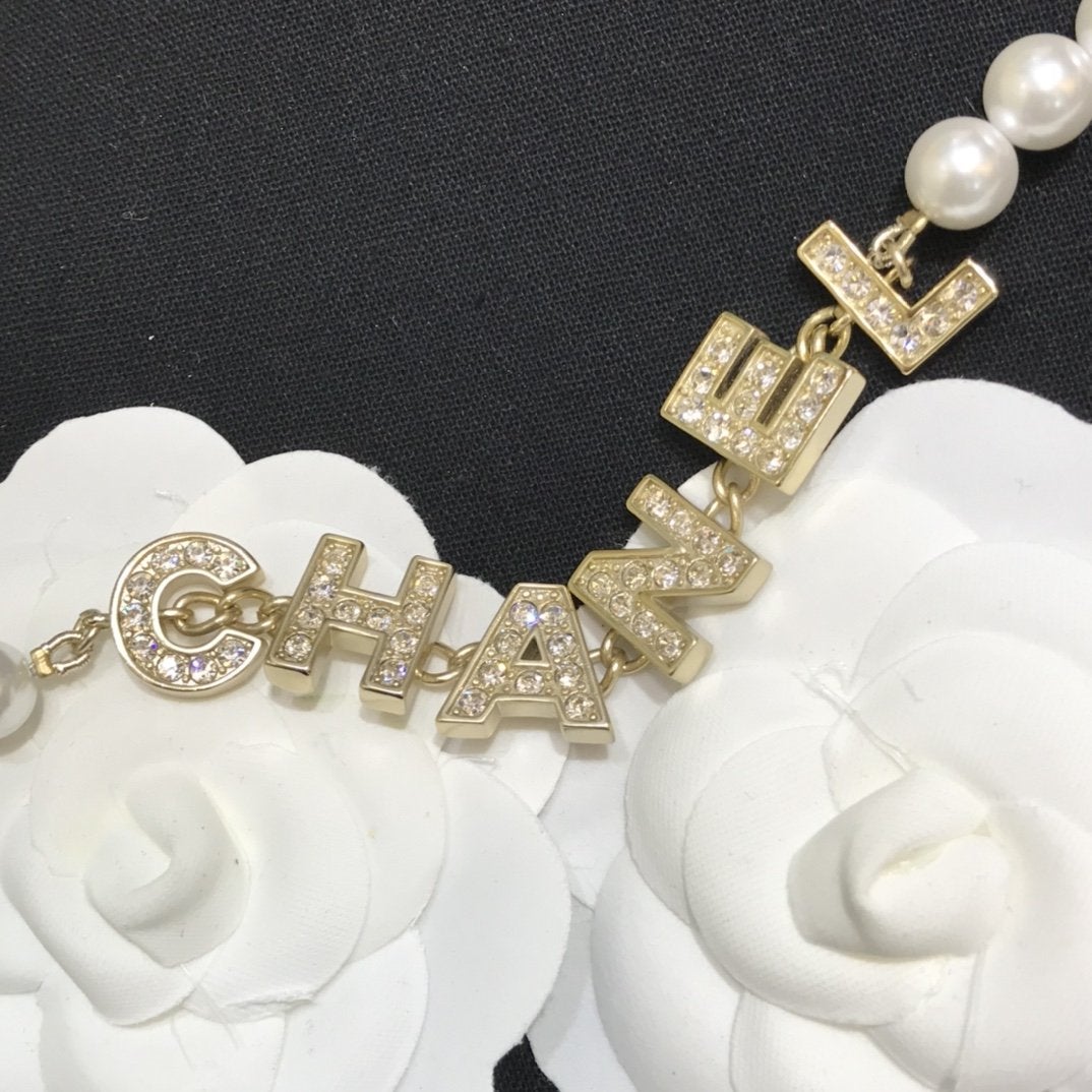 CHANEL New Letter Pearl Necklace