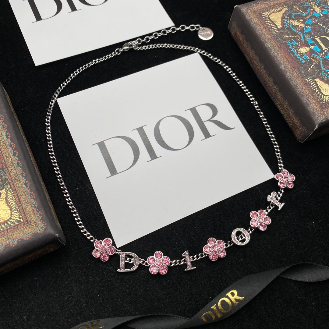 DIOR Pink flower necklace