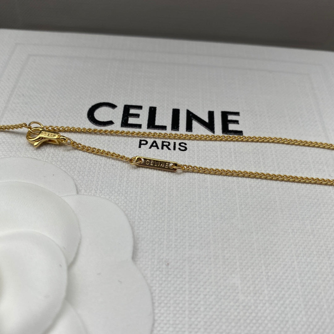 CELINE Gold Necklace and Earrings