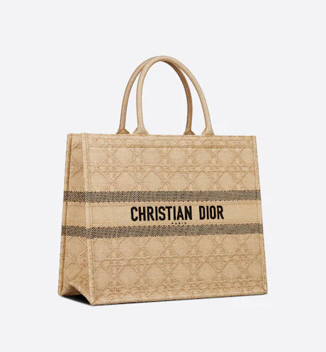 LARGE DIOR BOOK TOTE Natural Cannage Raffia (42 x 35 x 18.5 cm)