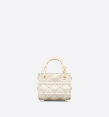 MICRO LADY DIOR BAG Latte Cannage Calfskin with Diamond Motif