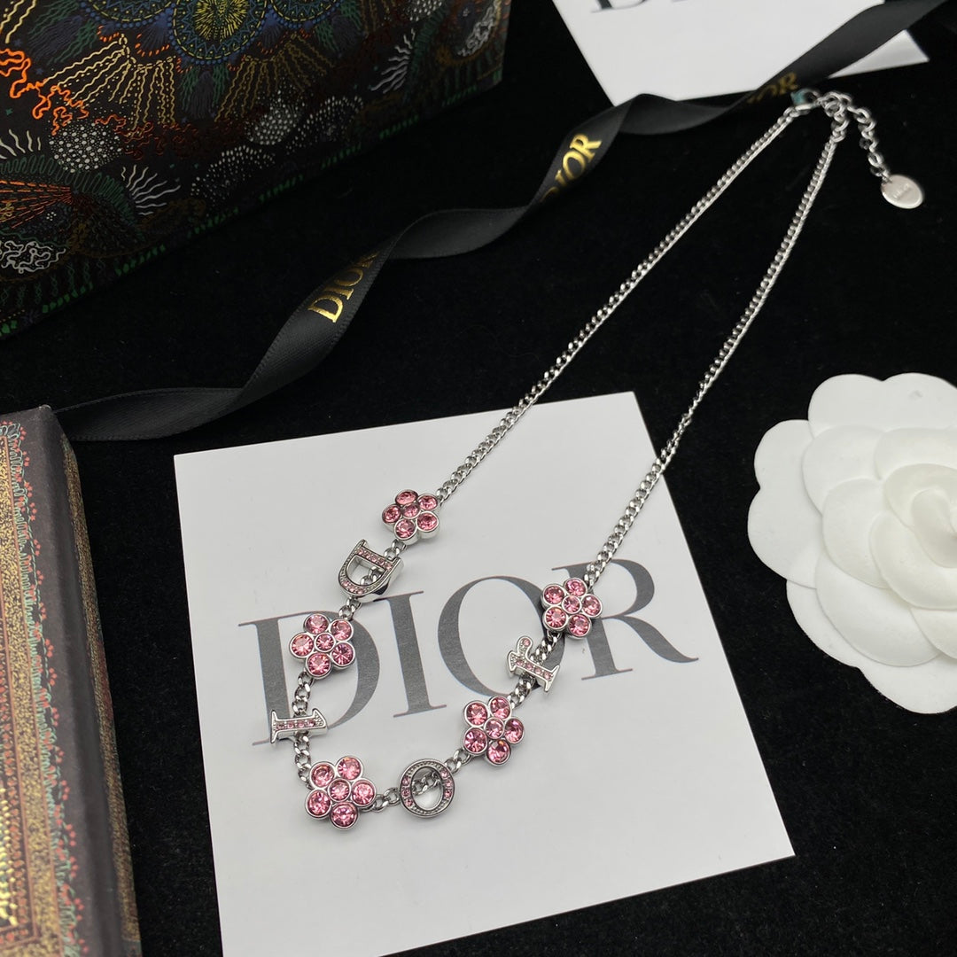 DIOR Pink flower necklace