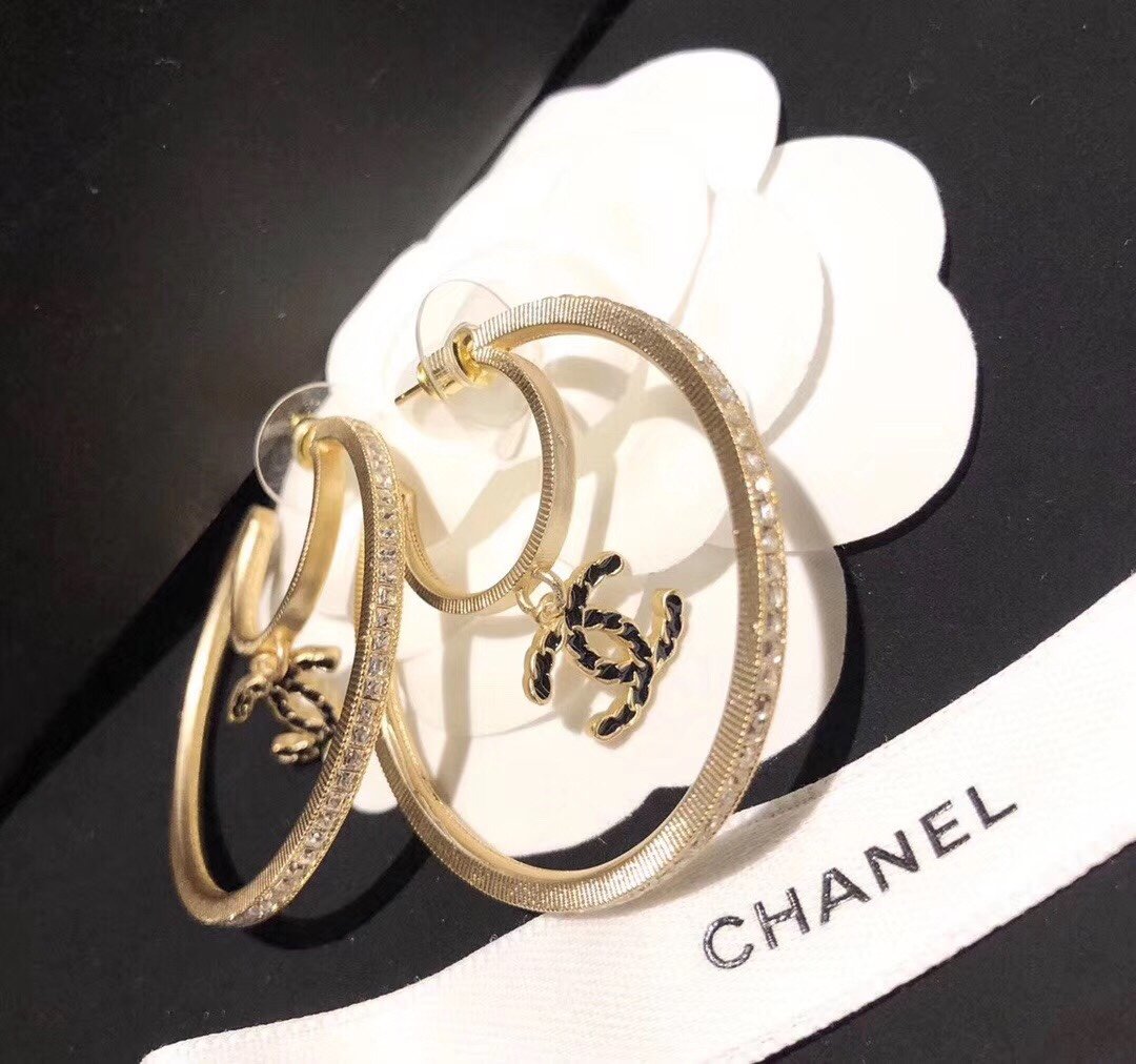 CHANEL Elegant Crystal Large Pendant Earrings