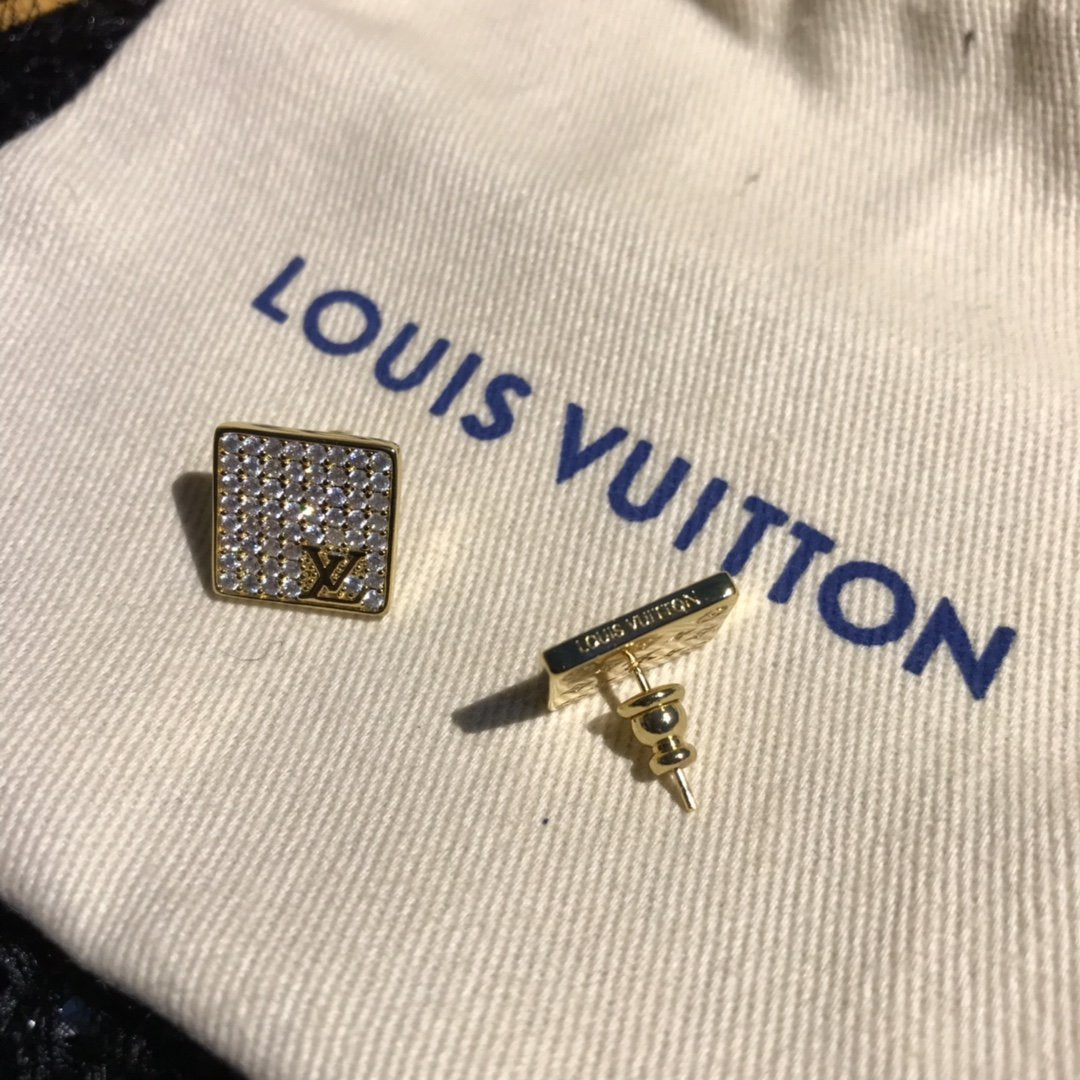 LV Fashion square rhinestone earrings