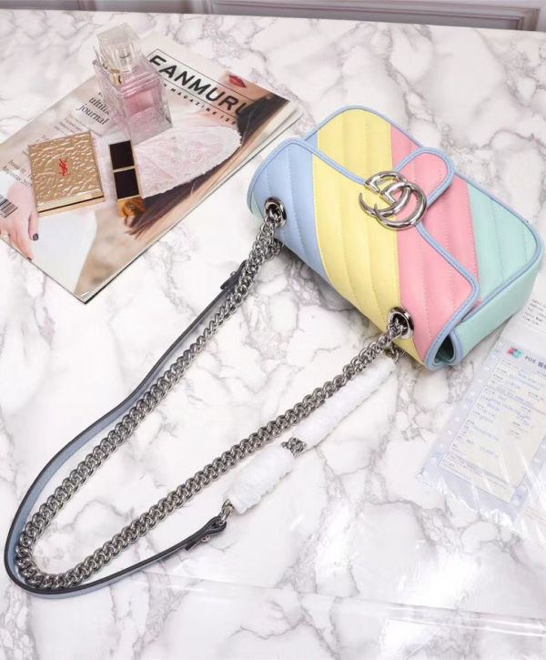 Gucci GG Marmont Colorful Matelasse Shoulder Bag Women Silver Logo Buckle Top Sale Chain Mini Crossbody Bag Online