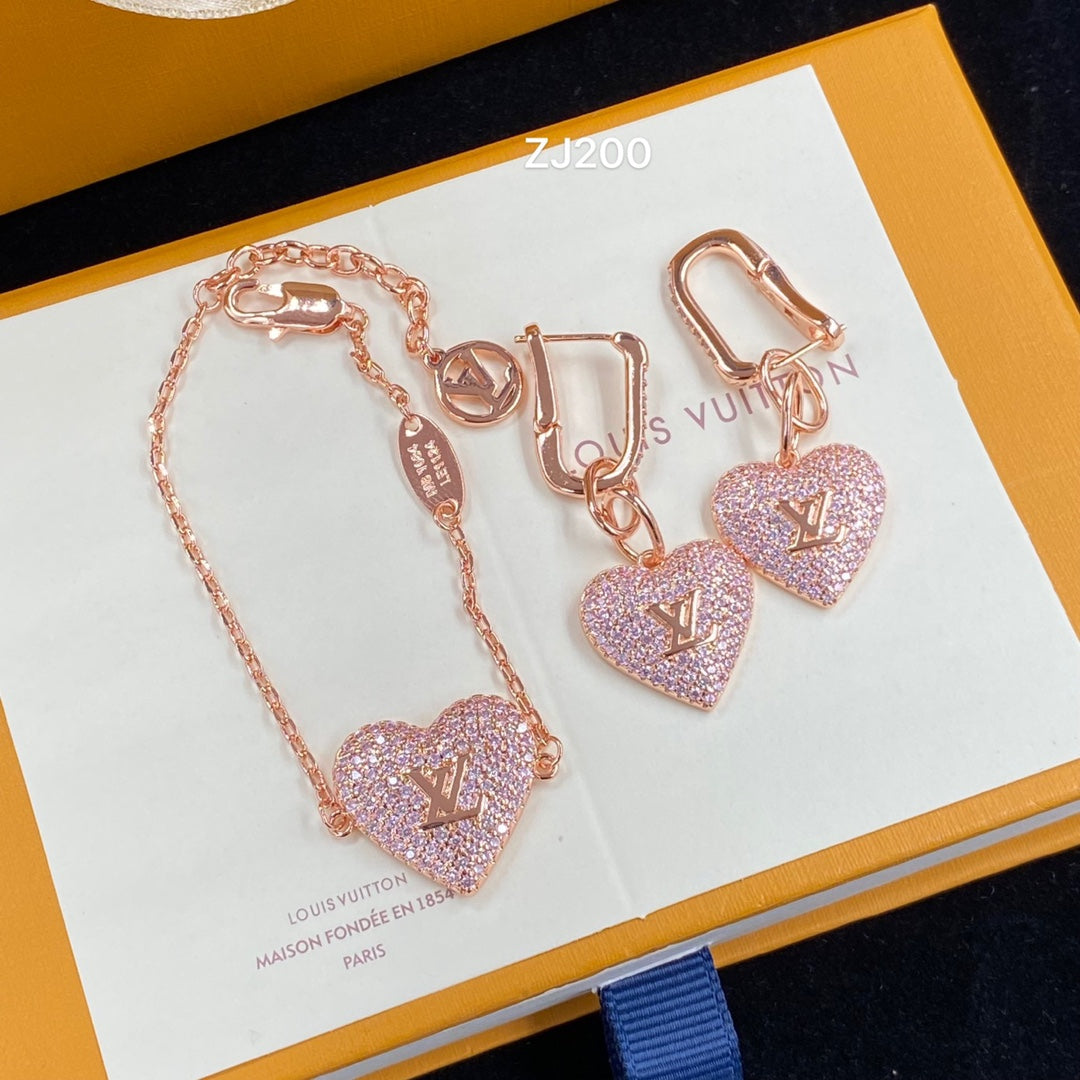 LV New October Trend - Pink Lady Bracelet Earring Set
