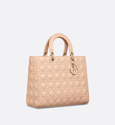 LARGE LADY DIOR BAG Sand Pink Cannage Lambskin