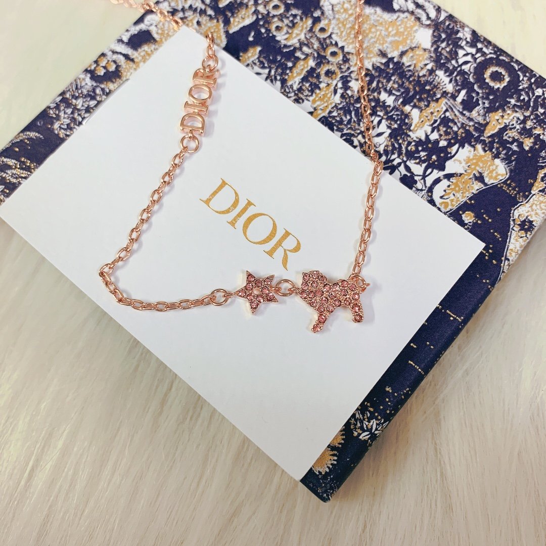 DIOR Luxury Rose Gold Lion Pendant Necklace