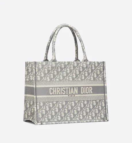 MEDIUM DIOR BOOK TOTE Gray Dior Oblique Embroidery (36 x 27.5 x 16.5 cm)