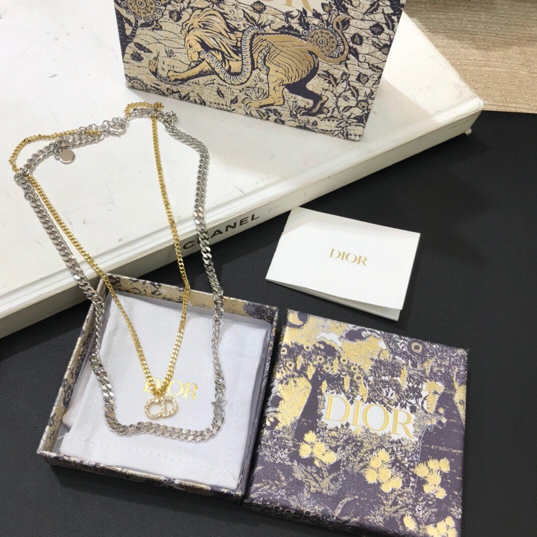 DIOR Letters, Stars, Gold And Silver Two-Tone Necklace