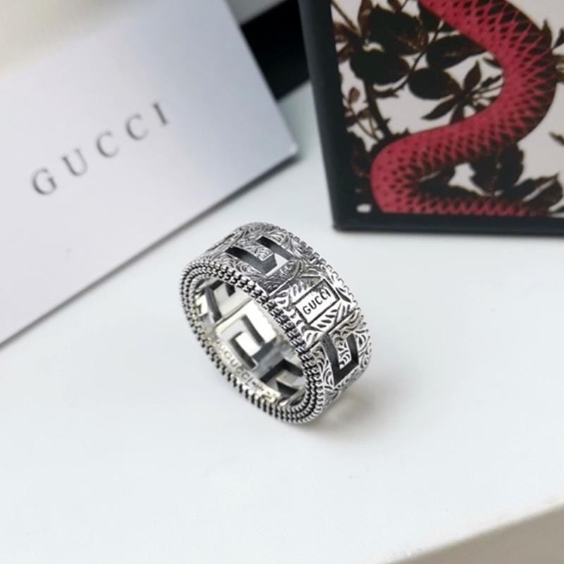 GUCCI Retro Carved Stainless Steel Ring