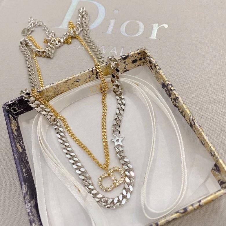 DIOR Letters, Stars, Gold And Silver Two-Tone Necklace