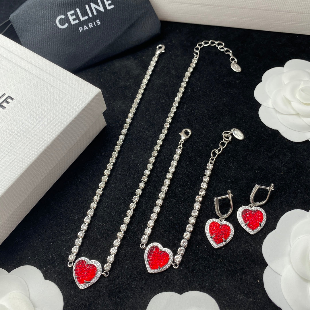 CELINE Love Necklace and Bracelet and Stud Earrings