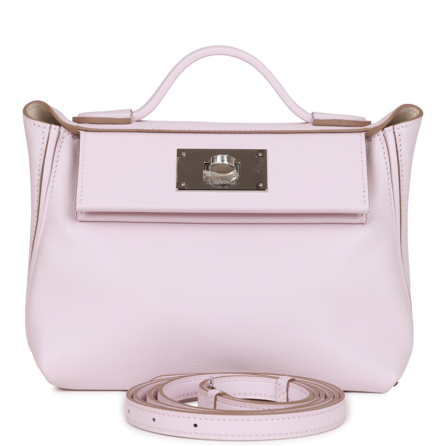 Hermès Mini 24/24 Bag Mauve Pale Verso Evercolor and Swift Palladium Hardware