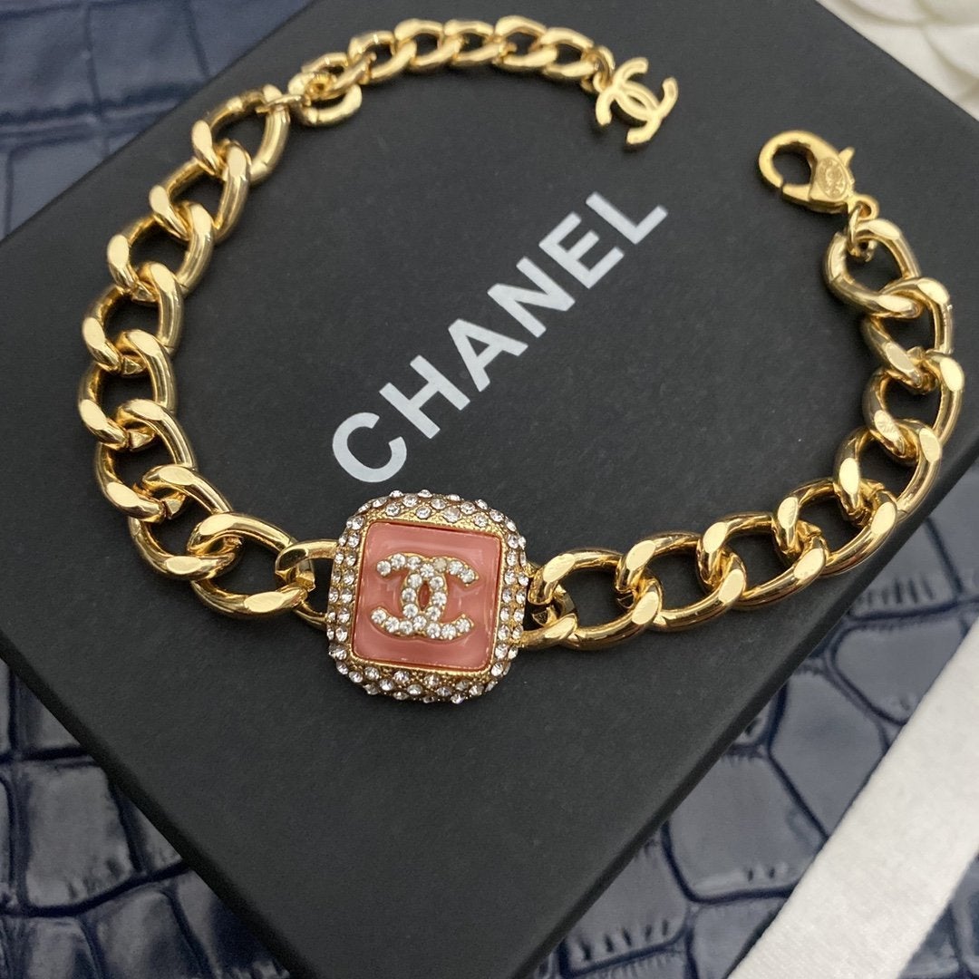 CHANEL Candy Color Square Rhinestone Bracelet