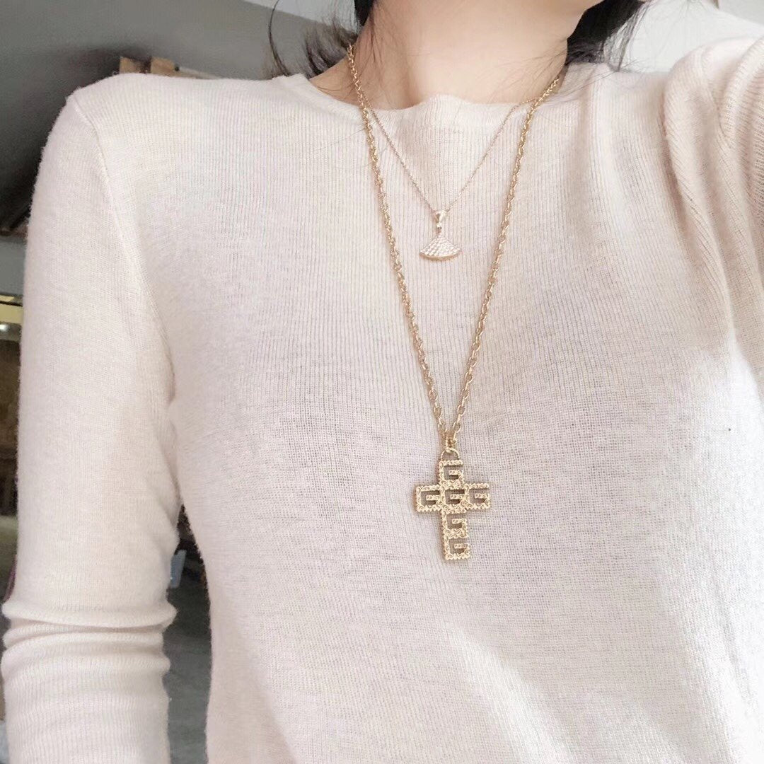 GUCCI Vintage Cross Engraving Necklace