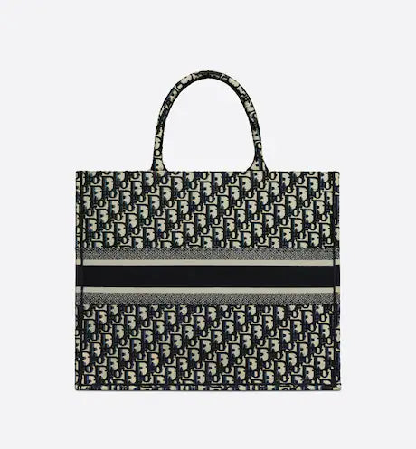 LARGE DIOR BOOK TOTE Blue Dior Oblique Embroidery (42 x 35 x 18.5 cm)