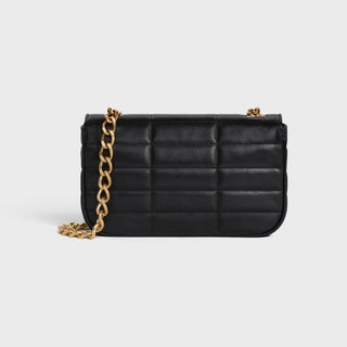 CHAIN SHOULDER BAG MATELASSE MONOCHROME CELINE IN QUILTED GOATSKIN BLACK