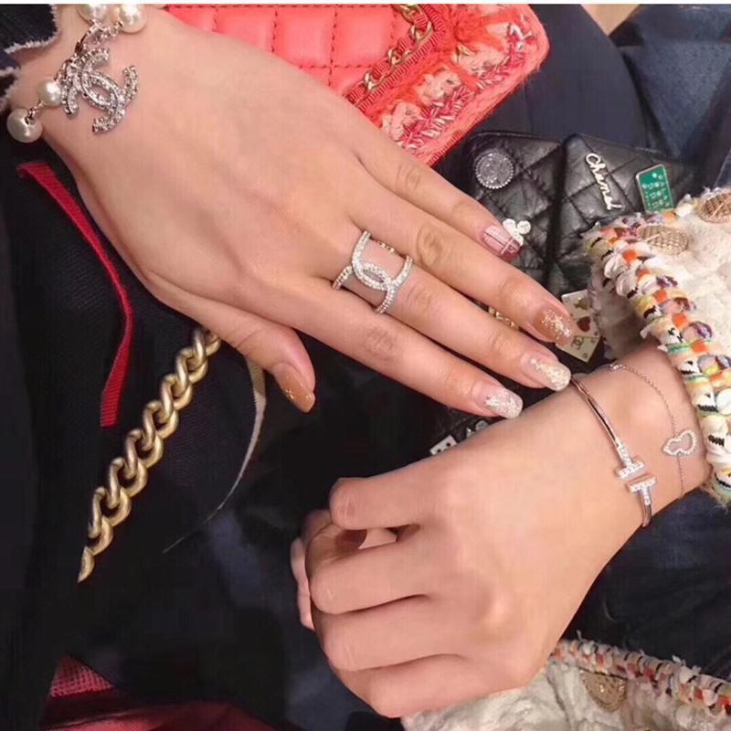 CHANEL Luxury Zircon Open Universal Ring