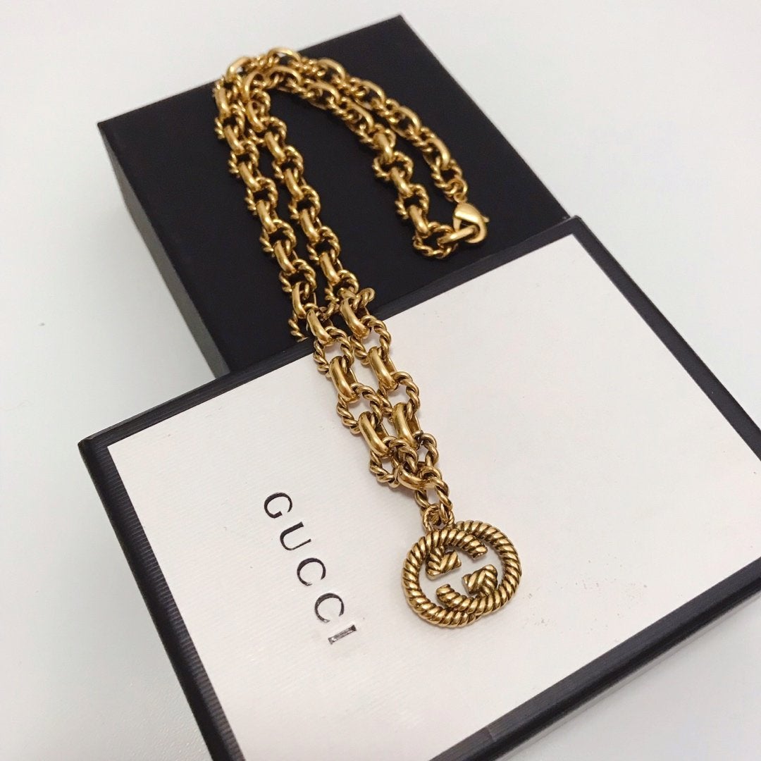GUCCI Luxury Chain Double G Pendant Necklace