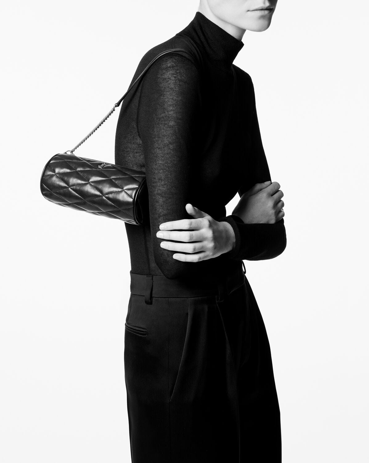 New Trends Sade Small Tube Bag in Quilted Lambskin