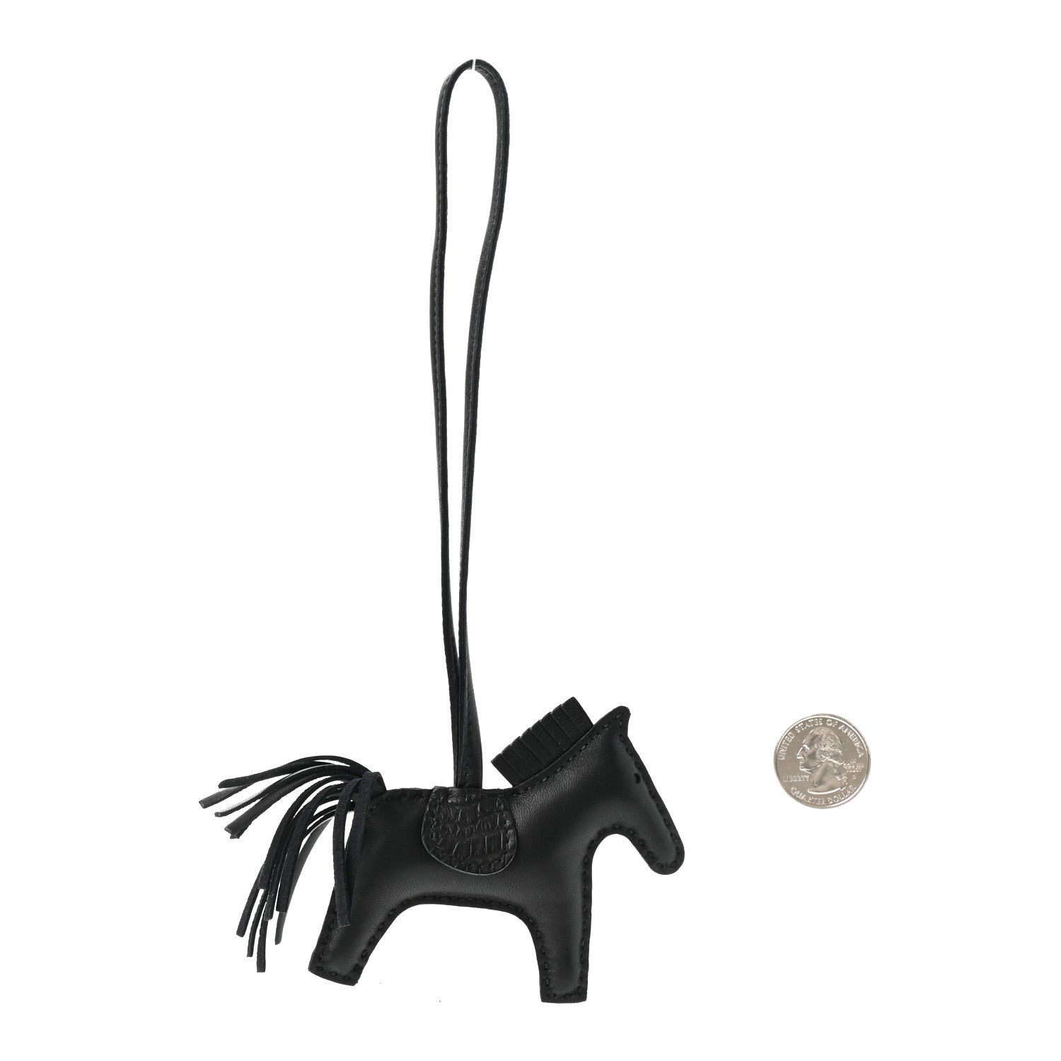 Hermès Milo Lambskin Matte Alligator Touch Grigri Rodeo Horse Bag Charm PM So Black