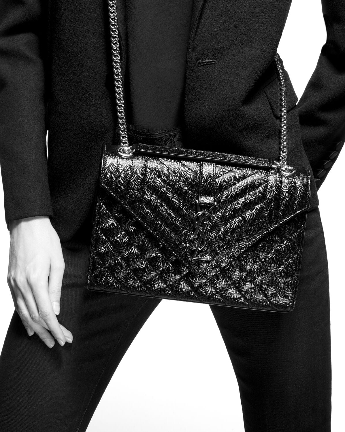 New Trends  Envelope Medium Chain Bag in Supple Matelasse Leather