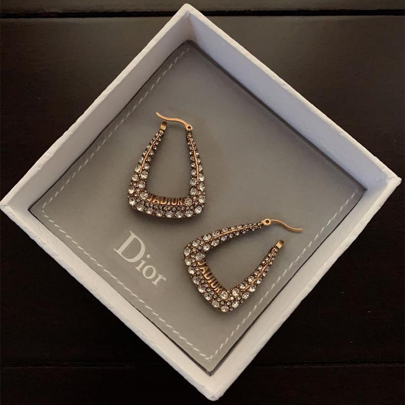 DIOR Fashion Crystal Letter Earrings