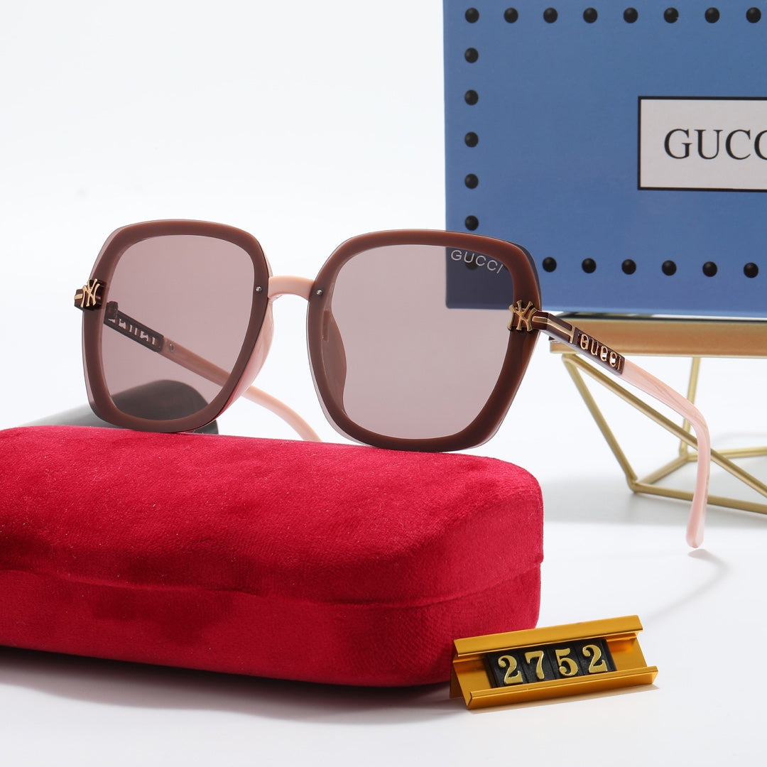 5 Colors Fashion Round Frame Hollow Double G Polarized Sunglasses