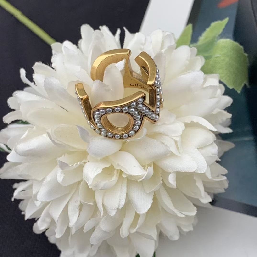 GUCCI luxury pearl open ring