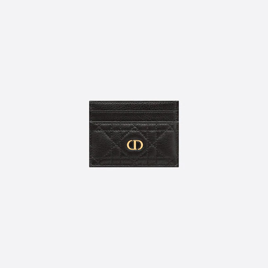DIOR CARO FIVE-SLOT CARD HOLDER Black Supple Cannage Calfskin