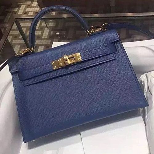 Hermès Kelly Sellier 25 Bleu Royal Epsom Gold Hardware