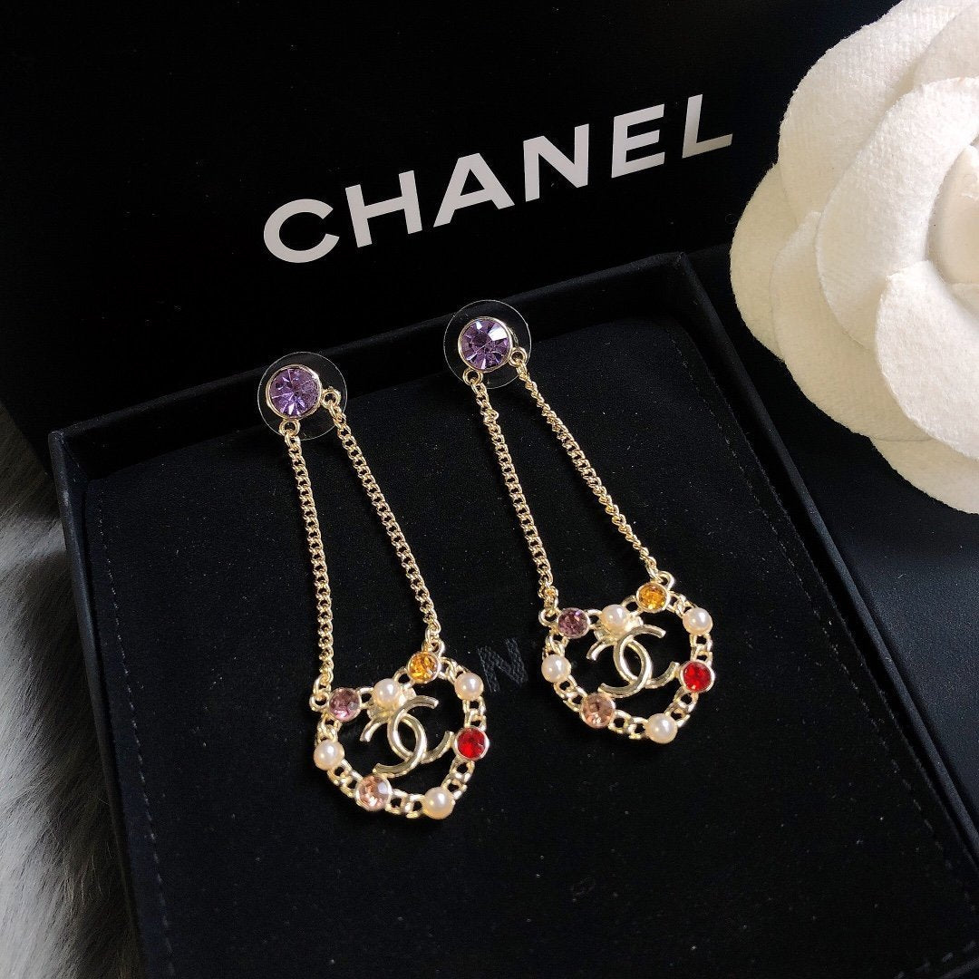 CHANEL Luxury Pearl Rhinestone Earrings