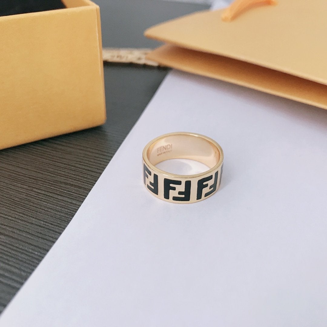 FENDI Fashion F double letter ring