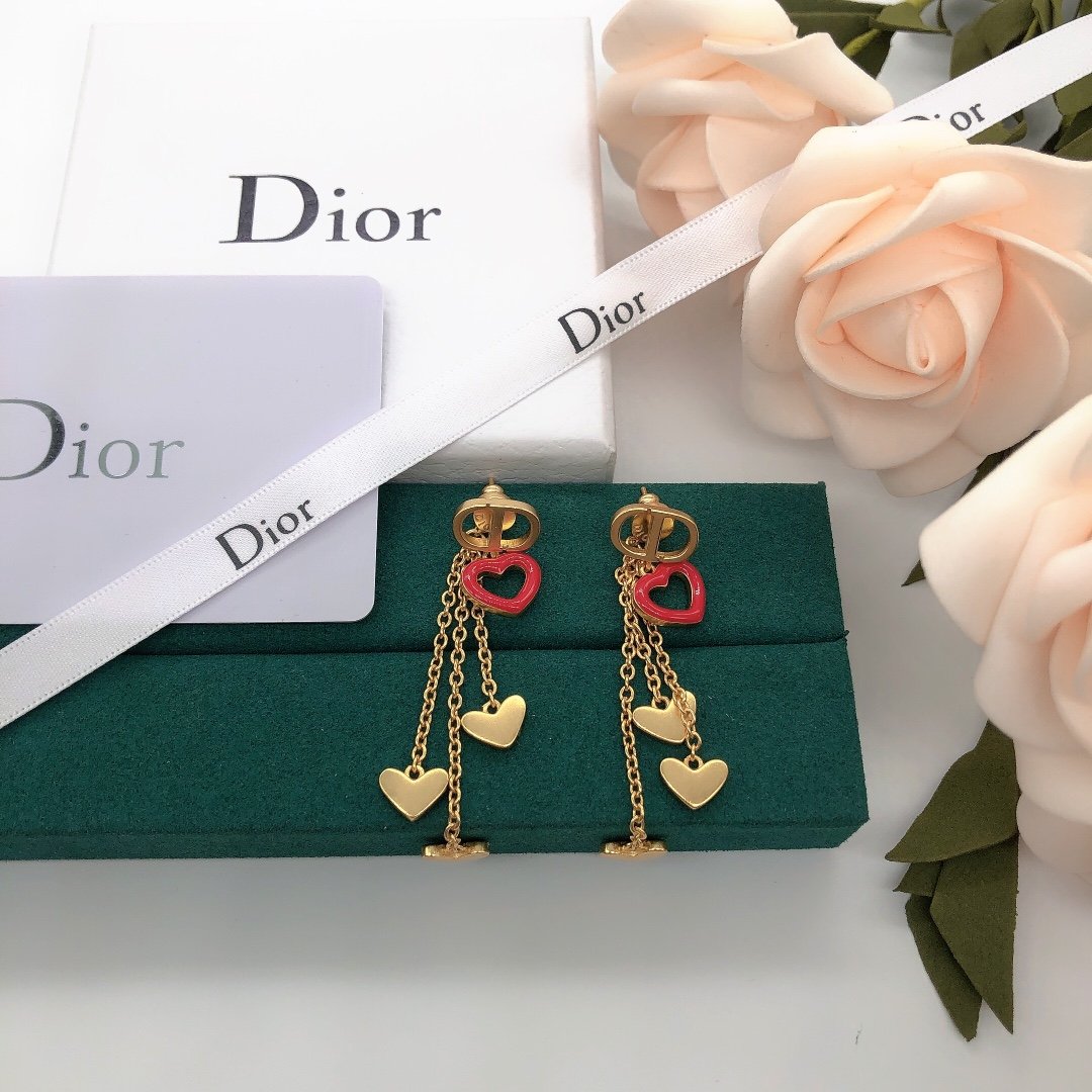 DIOR Fashion love long gold earrings
