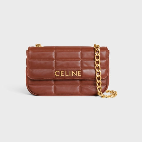 CHAIN SHOULDER BAG MATELASSE MONOCHROME CELINE IN QUILTED GOATSKIN TAN