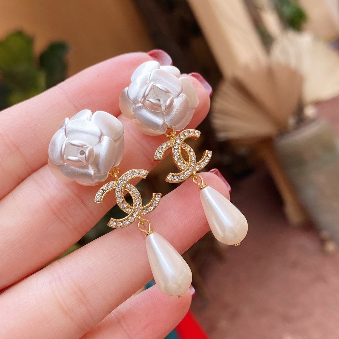 CHANEL Camellia Pearl Earrings