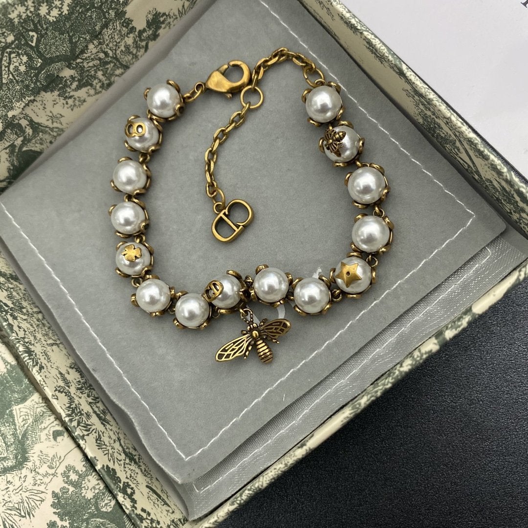 DIOR Retro Pearl Bee Bracelet