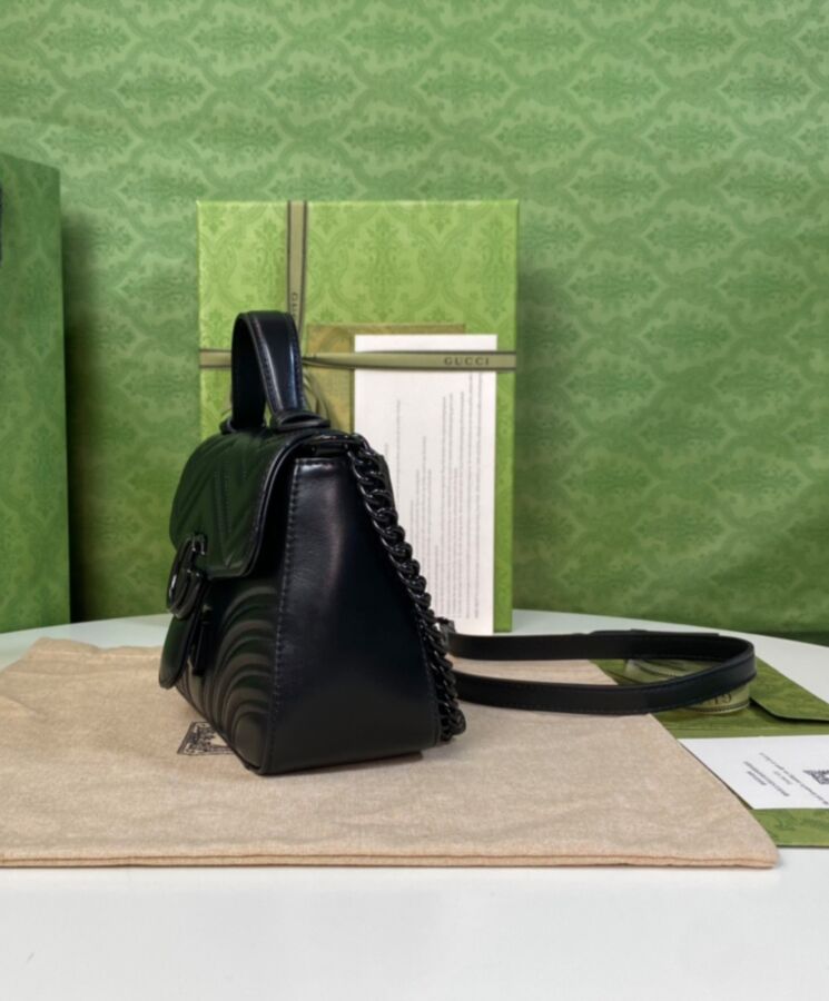 Gucci GG Marmont Mini Top Handle Bag Black