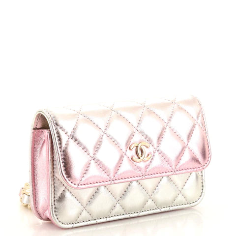 Coco Punk Chain Clutch Quilted Gradient Metallic Lambskin