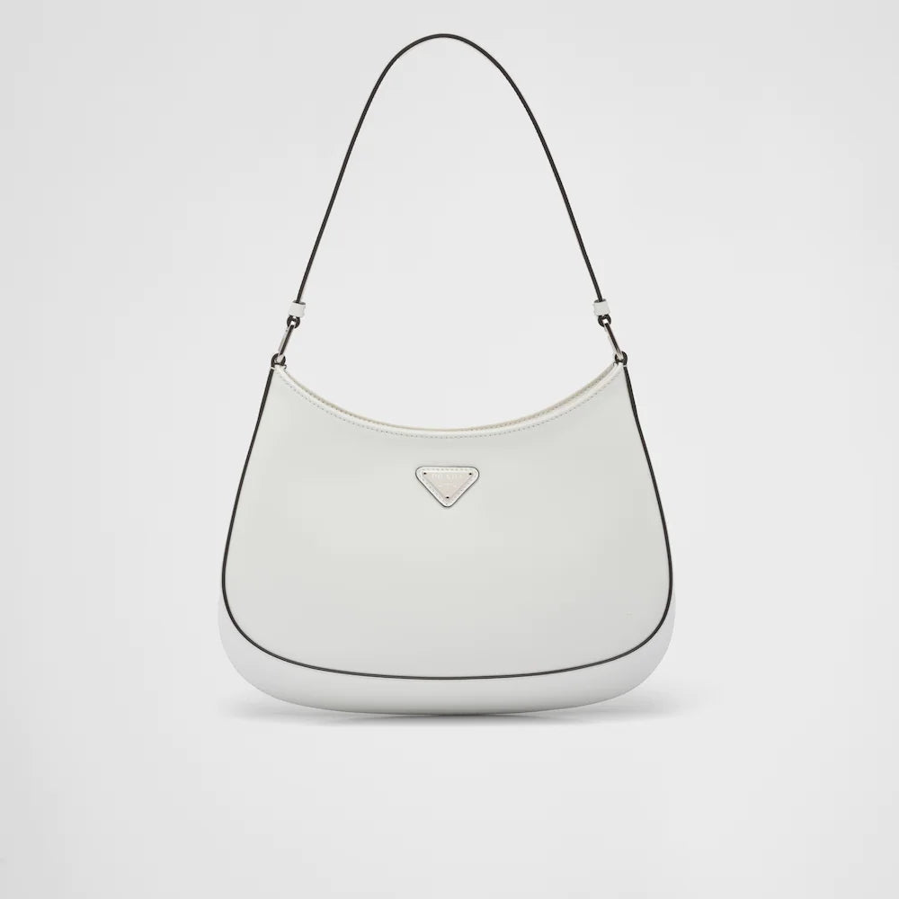 Prada Cleo brushed leather shoulder bag - White/Black