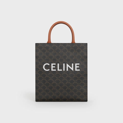 Small Cabas vertical in Triomphe Canvas and calfskin - Tan - TRIOMPHE CANVAS - 2 | CELINE Small Cabas vertical in Triomphe Canvas and calfskin - Tan - TRIOMPHE CANVAS - 3 | CELINE Small Cabas vertical in Triomphe Canvas and calfskin - Tan - TRIOMPHE