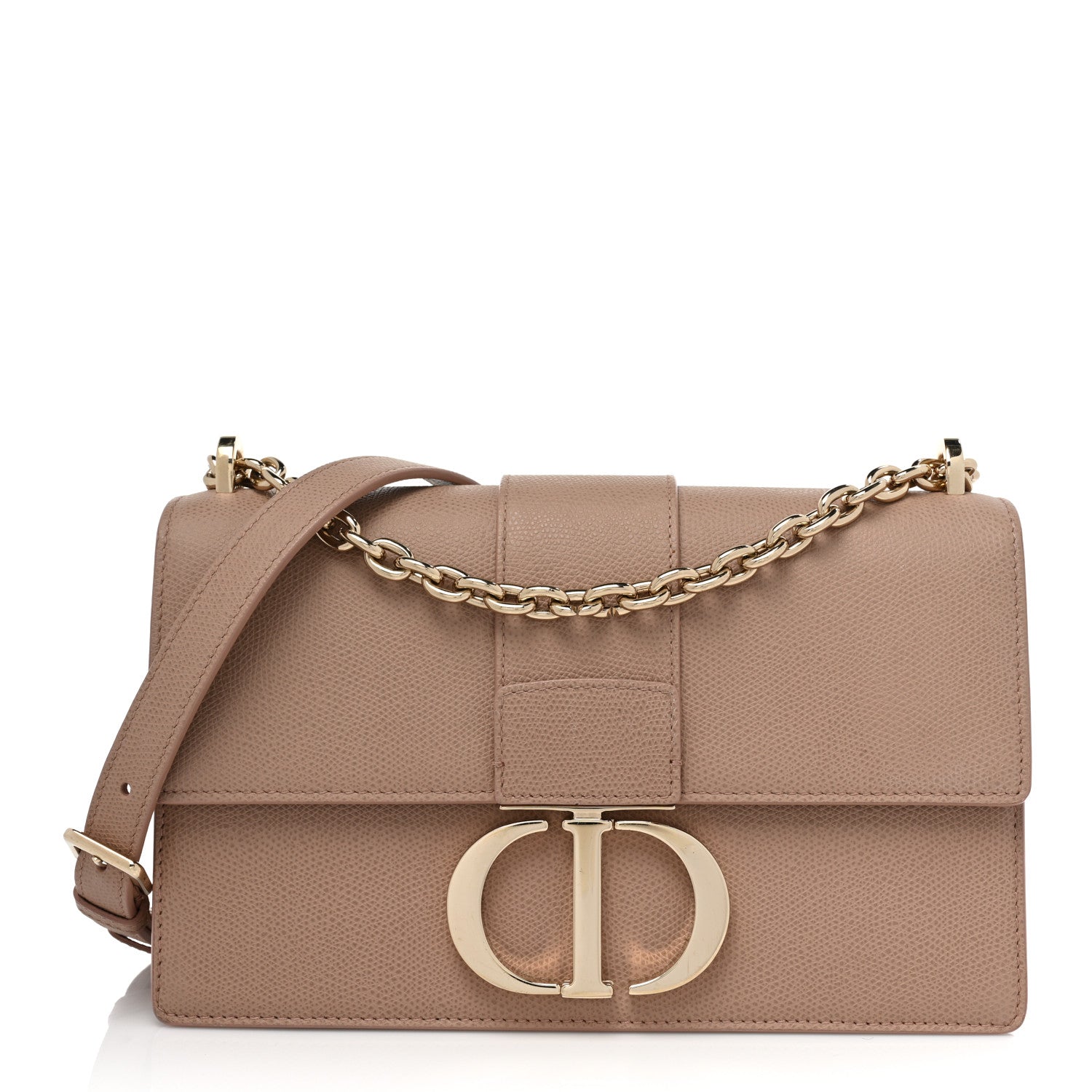 CHRISTIAN DIOR Grained Calfskin 30 Montaigne Chain Flap Bag Blush